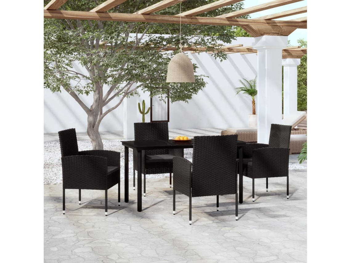 Juego de comedor de jardín negro de 2 piezas Dkd Home Decor
