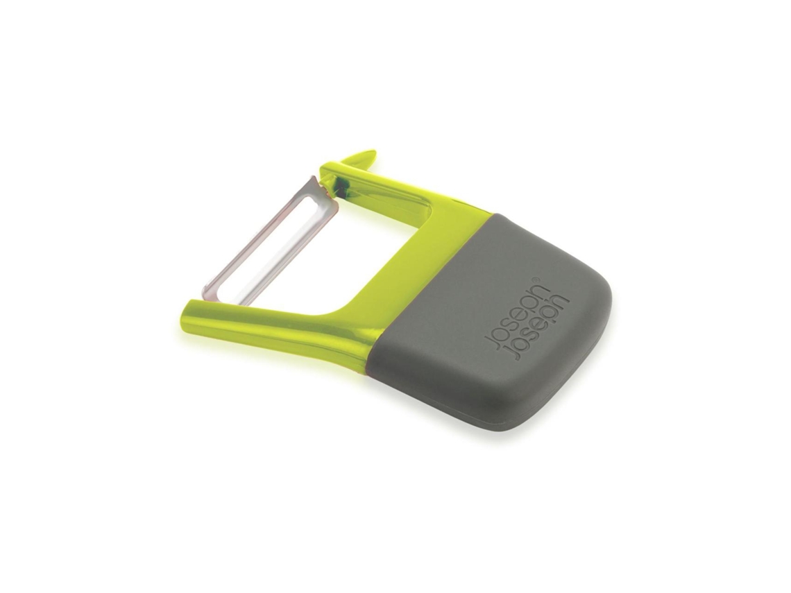 Pelador de patatas Joseph Joseph Easy Grip con hoja de acero inoxidable y quitaojos, mango ergonómico antideslizante, verde y gris