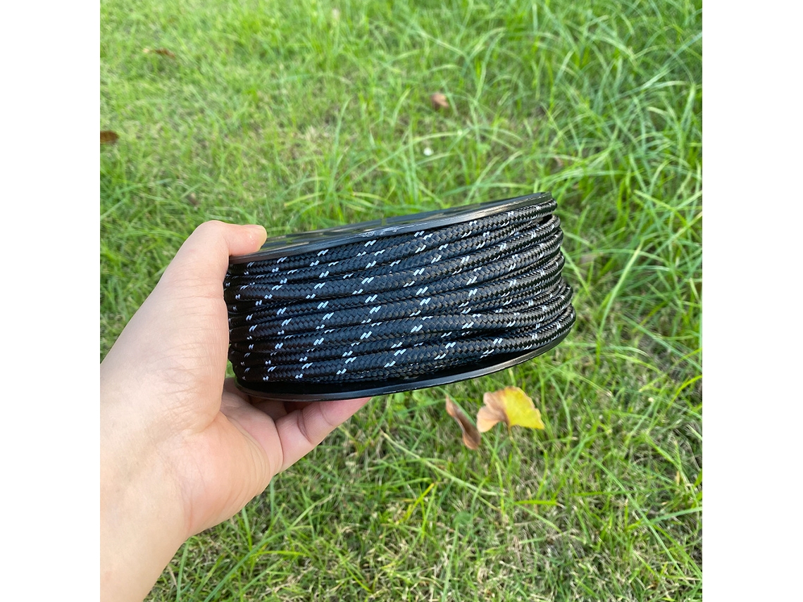 Cuerda reflectante de 6 mm para camping, 30 m (30 unidades) – Cuerda resistente al viento para tiendas de campaña (negra) Czhhmart