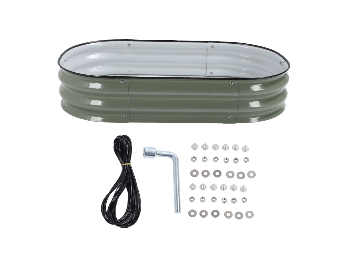 Kit de bancal elevado, bancal elevado, jardineras elevadas, fácil de hacer, ovalado, verde claro