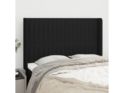 Cabecero Con Orejas De Tela Negro 147x16x118/128 Cm