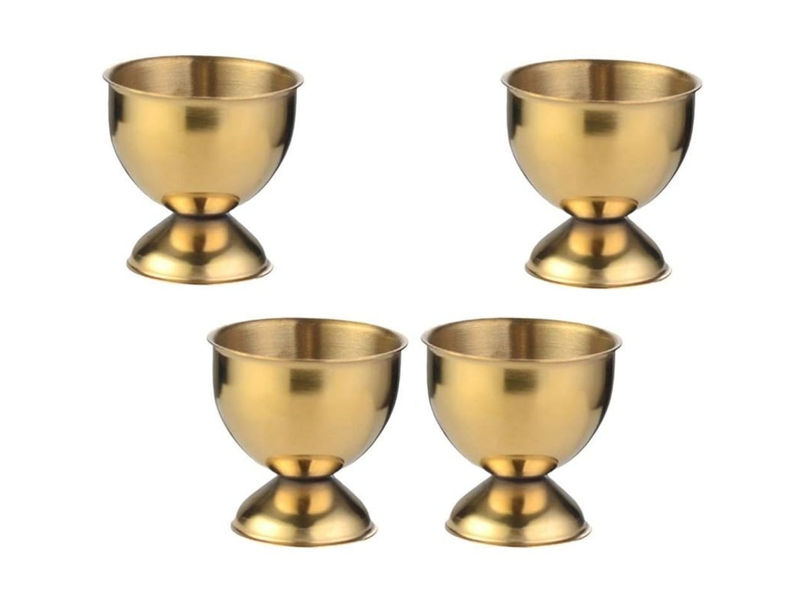 Juego De 4 Hueveras De Acero Inoxidable Con Acabado Dorado, Ideales Para Restaurantes, El Hogar Y Fiestas.