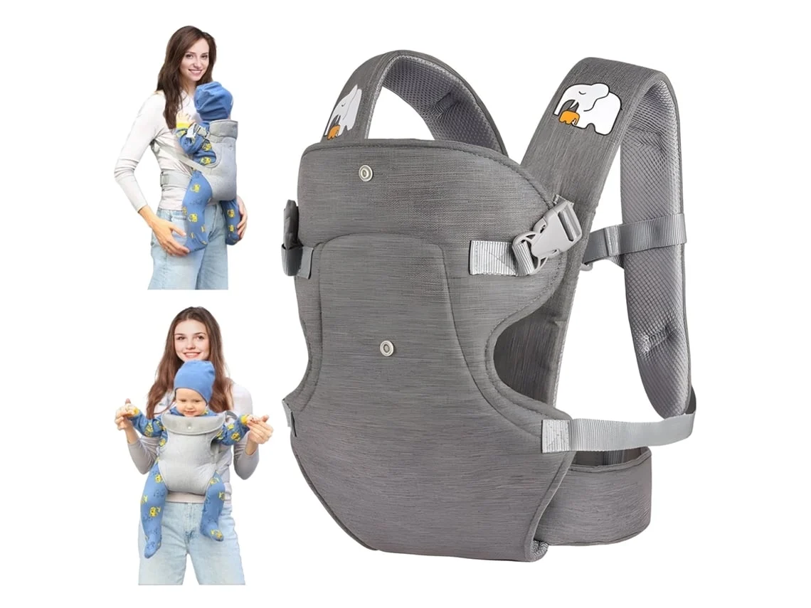 Portabebés Ergonómico Y Ligero, Ajustable Para Bebés De 3 A 48 Meses, Gris Oscuro.