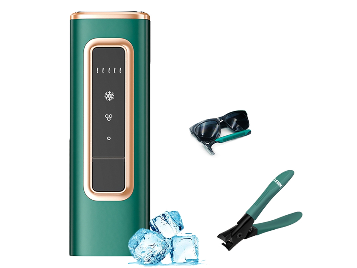Depiladora de luz pulsada YIZHOOD FY-509AG Ice-Cool 999999 Flash para Mujer Recortador de Bikini de larga duración para Mujeres Indoloro Verde