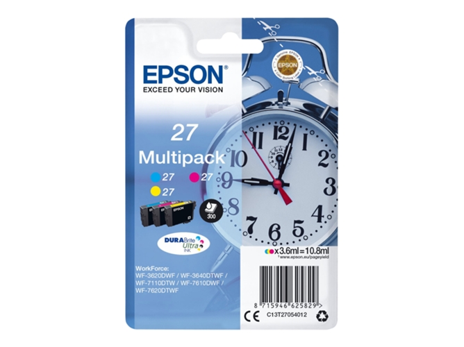 Pack ahorro cartuchos de tinta original EPSON 27, Despertador, C13T27054012, T2705