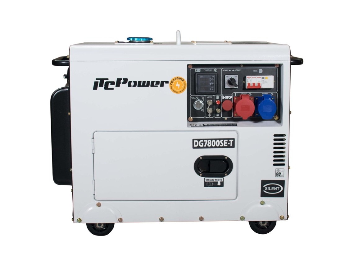 Generador diésel eléctrico DG7800SE T de Itcpower, insonorizado y de máxima potencia
