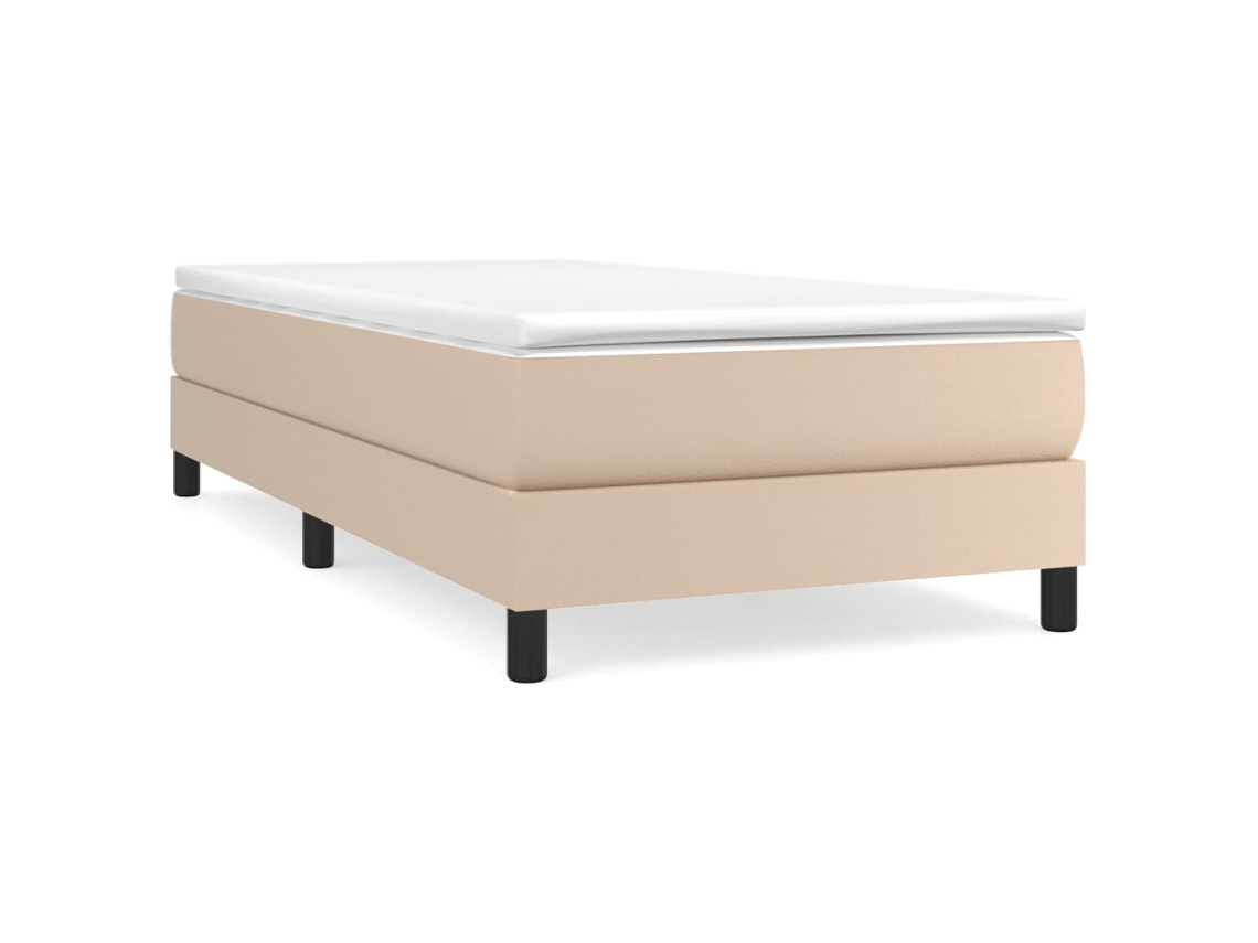 Maison Exclusive - Cama Box Spring Con Colchón Cuero Sintético Capuchino 90x200 Cm