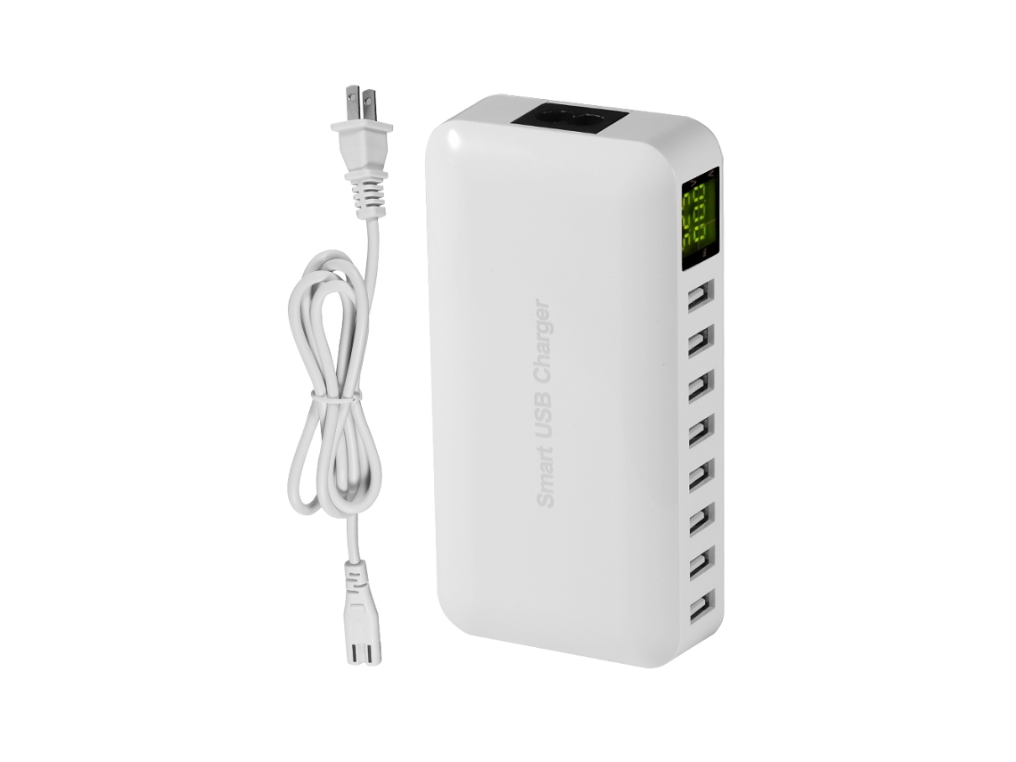 Cargador Usb De Múltiples Puertos (pantalla Digital Inteligente Lcd, Enchufe Estadounidense 110-240v)