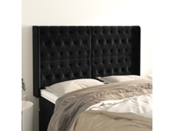 Cabecero Con Orejas De Terciopelo Negro 147x16x118/128 Cm