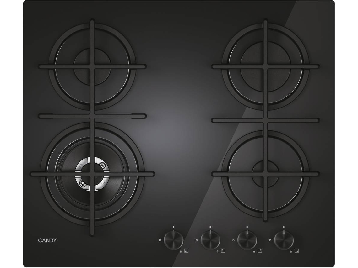 Placa de Gas CANDY CVG6BF4WTB Radiante (Gas Natural - 60 cm - Negro)