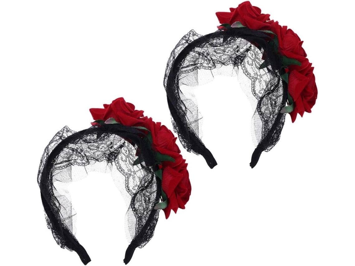 Diadema De Encaje De 2 Piezas Con Rosas Artificiales, Accesorio Para El Cabello Para Mujer.
