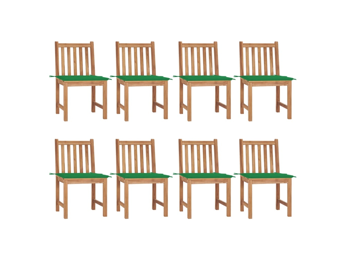 Sillas de jardín DKD Home Decor de 8 piezas con cojines, madera maciza de teca
