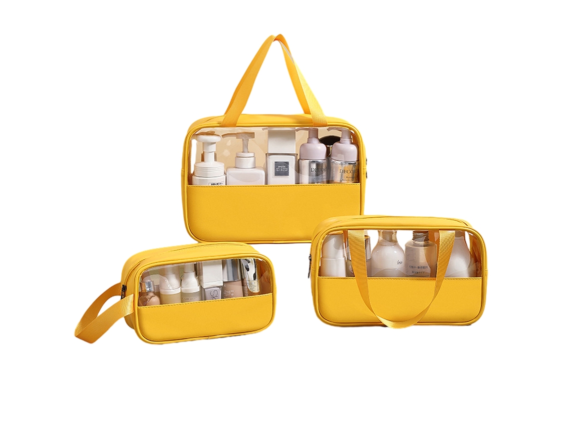 Set de 3 Bolsas Transparentes e Impermeables, Organizador Multifuncional, Estampado de Cuadros NEVEANCE