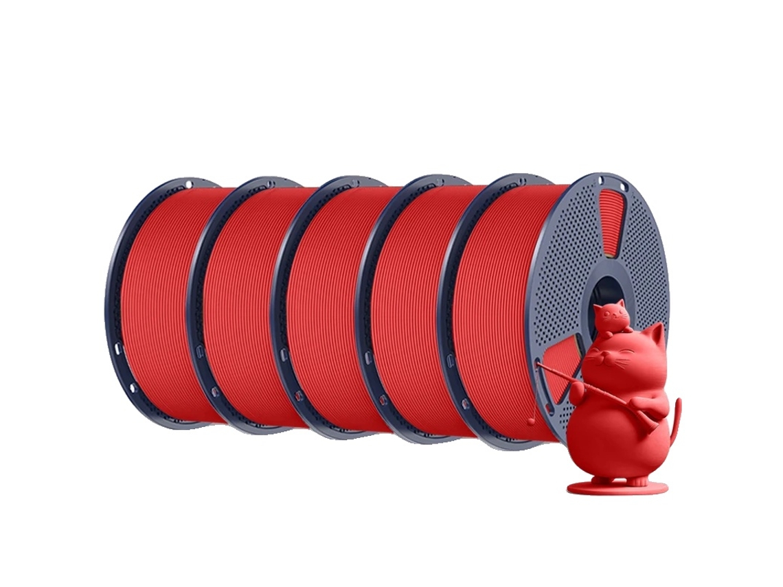 Filamento para impresora 3D, PLA, baja contracción, color rojo, OEM