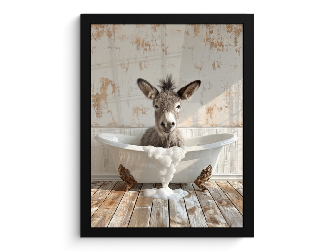 Póster Enmarcado Burro - Animales - Bañera - Espuma 30x40 Cm