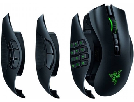Ratón Gaming RAZER Naga Pro (20000 dpi - Inalmámbrico - Negro)