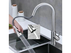 Grifo De Cocina Giratorio 360 Con Spray Extensible 3 Modos Acero Inoxidable Sin Plomo (latón Cepillado)