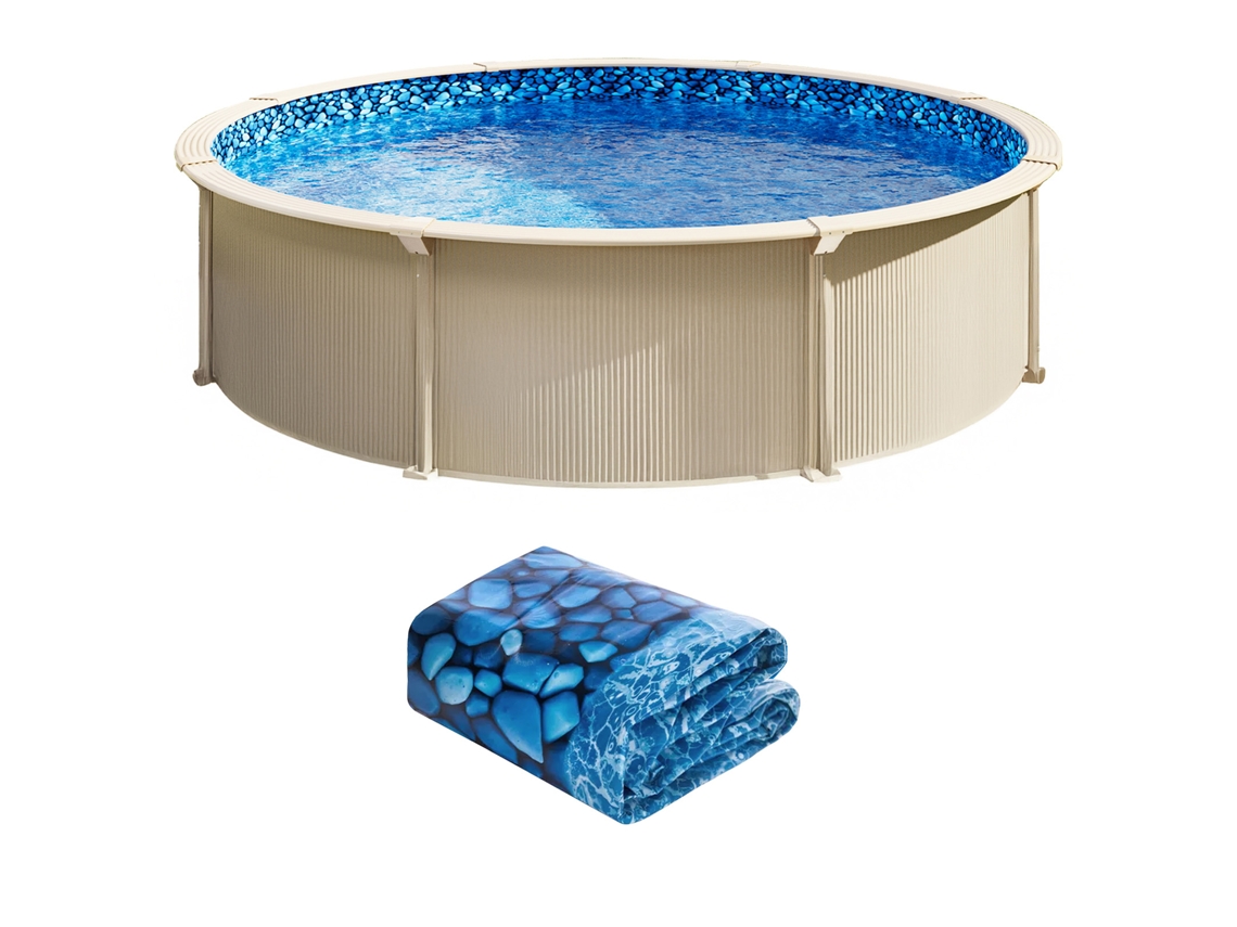 Revestimiento De Piscina Redondo Succebuy De 8 Pies Con Revestimiento De Vinilo Superpuesto Para Pared De 54 Pulgadas