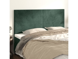 Cabeceros 4 Unidades De Terciopelo Verde Oscuro 100x5x78/88 Cm
