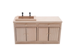 Lavabo De Madera En Miniatura A Escala 1/12 Con Cajón Para Accesorios De Casa De Muñecas