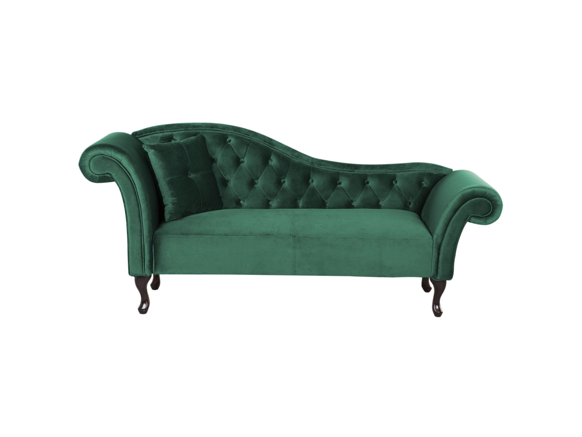 Chaise longue izquierdo BELIANI Lattes de Terciopelo Verde 188x59x87