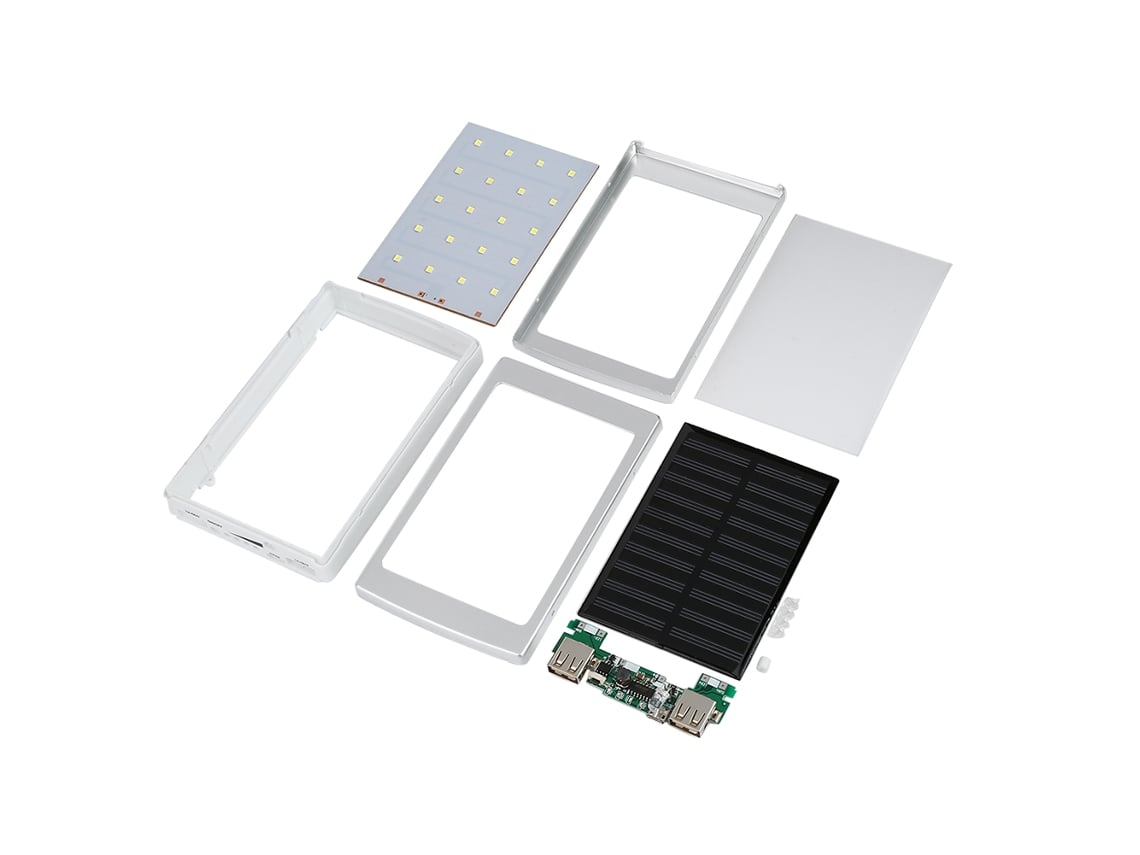 Kit Diy De Batería Portátil Solar Con Usb Dual, Carga Solar Y Linterna