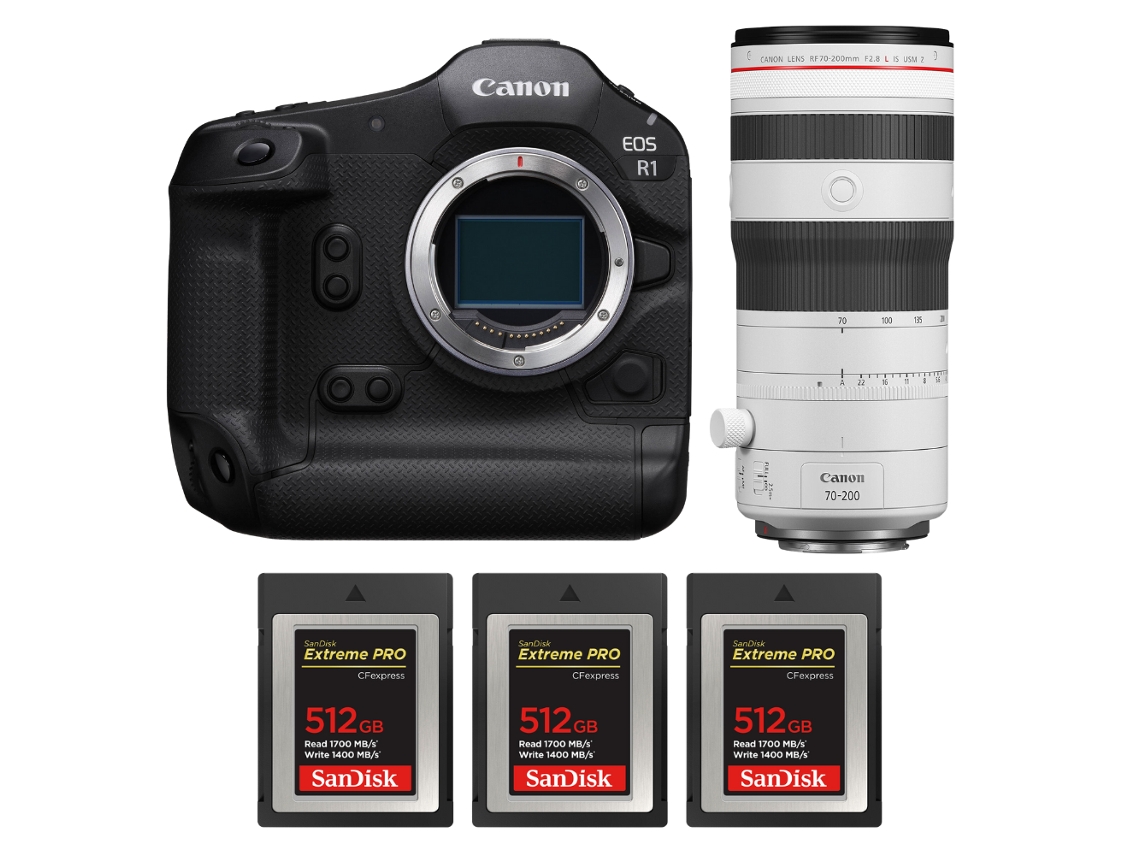 Canon Eos R1 + Rf 70-200mm F/2.8 L Is Usm Z Blanco + 3 Sandisk 512gb Extreme Pro Cfexpress Type B + Ebook “20 Consejos Para Fotos Que Impactan”