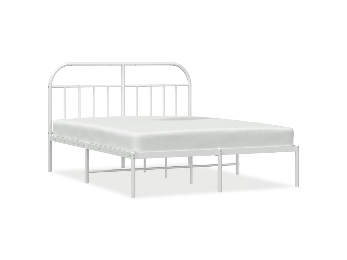Maison Exclusive - Estructura Cama Sin Colchón Con Cabecero Metal Blanco 160x200cm