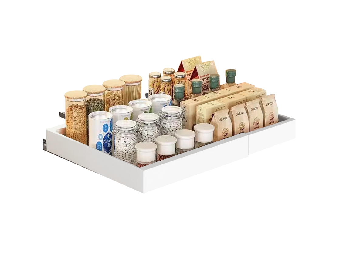 Cajones de Cocina Deslizantes,con Adhesivo, sin Necesidad de Taladrar, 41,7 x 51,5 x 6 cm, Acero al Carbono, Multiusos, Blanco