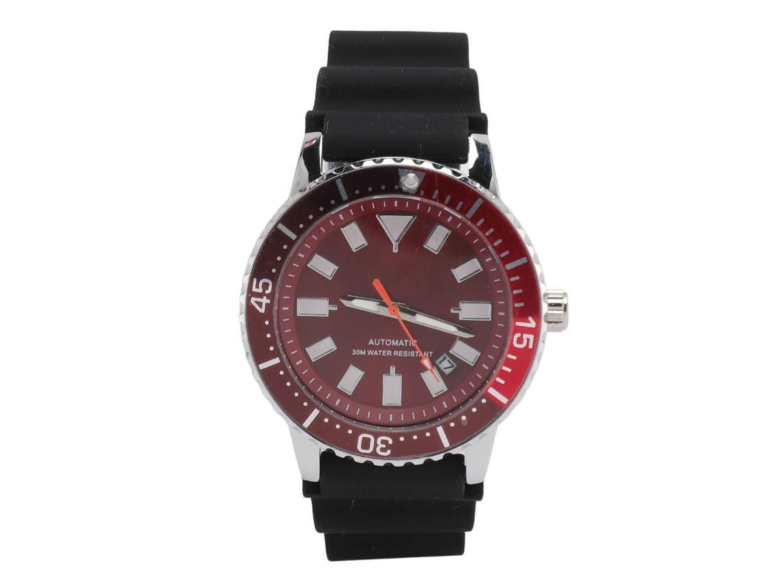 Reloj Cronógrafo Automático Para Hombre, Luminoso, Resistente Al Agua, Esfera Grande, Plateado, Rojo.