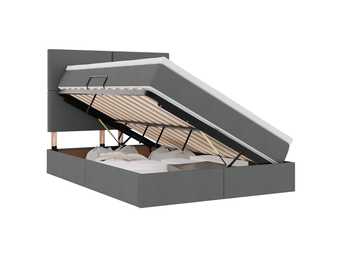 Maison Exclusive - Cama Con Almacenamiento Y Led Con Led Gris Oscuro 140 X 190 Cm