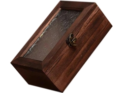 Joyería Vintage Madera Resistente Cristal Cierre Guardar Anillos Relojes Mujer Caja Tapa