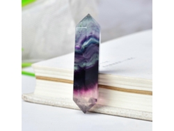 Varita de piedra de fluorita arcoíris con prisma puntiagudo y facetado para meditación, reiki y decoración de chakras.