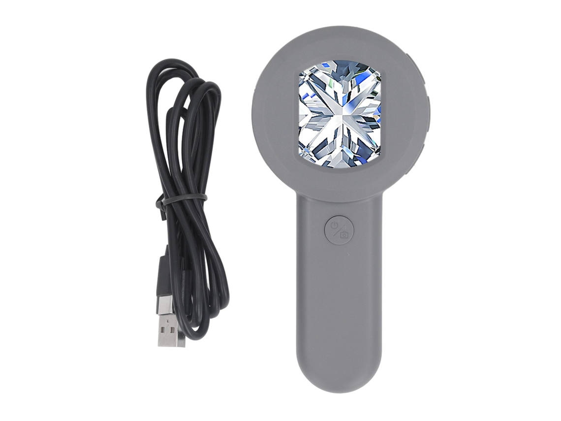 Microscopio digital USB con luz LED y pantalla IPS de 2 pulgadas para inspección.