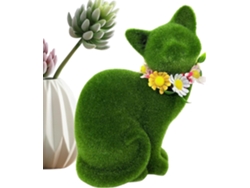 Figuritas De Gatos Para Jard N Decoraci En Musgo Sint Tico Verde Flocado Linda Escultura Gato Exteriores Alf Izar