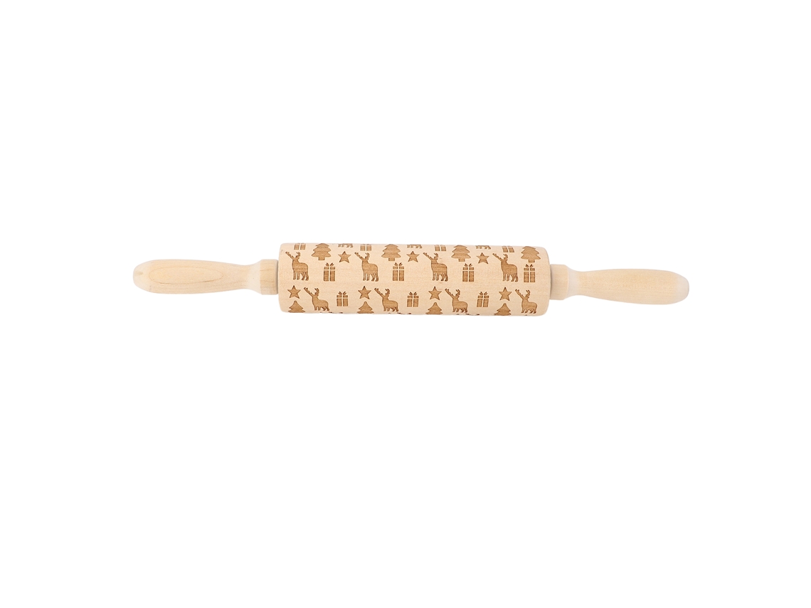 Rodillo De Madera Multifuncional Con Diseño En Relieve Para Masa De Pasteles Y Repostería Jm01674