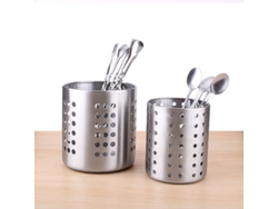 MEOIRUERY Portautensilios de acero inoxidable, estética moderna para organizar la cocina, escurreplatos de acero inoxidable cepillado, orificios de ventilación 