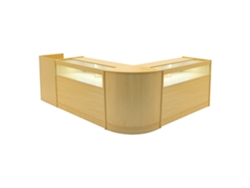 Conjunto de mostrador comercial Luna | Arce | CM60 2xB1200 TB60 | MDF y vidrio templado | Estanterías y puertas MonsterShop