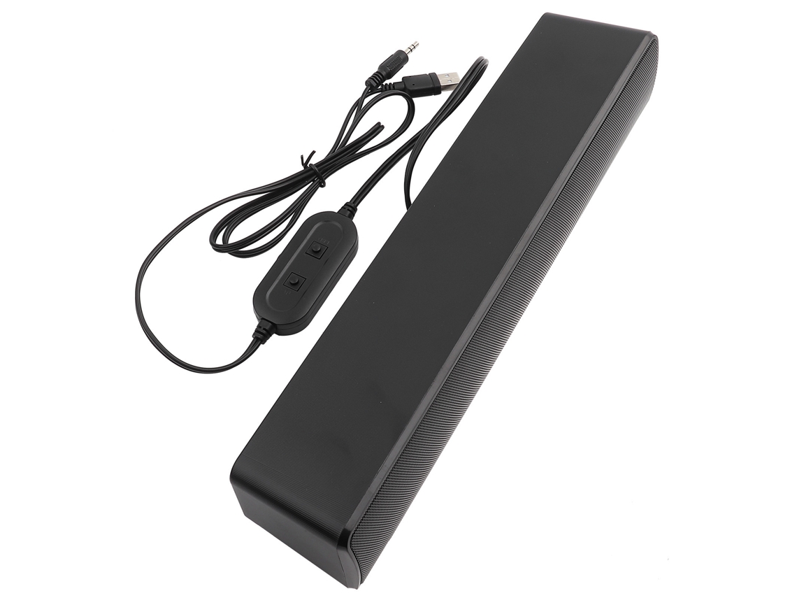 Barra De Sonido Estéreo Con Cable Usb Y Graves Envolventes De 3,5 Mm Para Pc Y Teléfonos Móviles - Negra