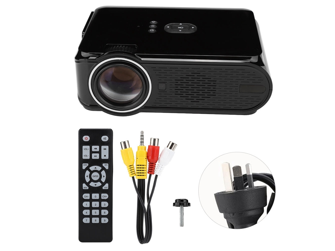 Proyector multimedia (compatible con vídeo 1080p, cine en casa LED)