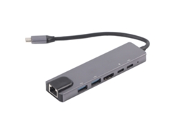 Hub De Expansión 6 En 1 Tipo-c Con Puertos Usb 3.0, Gigabit Ethernet Y Conexión Hdmi Para Juegos Y Uso De Oficina.