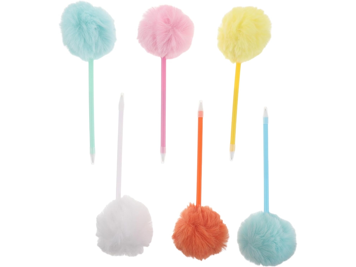 Juego De 6 Bolígrafos Con Pompones - Regalo De Navidad Y San Valentín Para La Escuela O La Oficina.