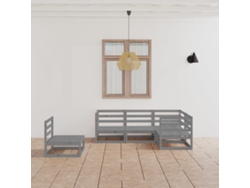 Conjunto de salón de jardín de 2 piezas de pino macizo gris Dkd Home Decor