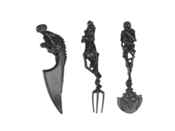 Juego de cubiertos de Halloween con calavera negra