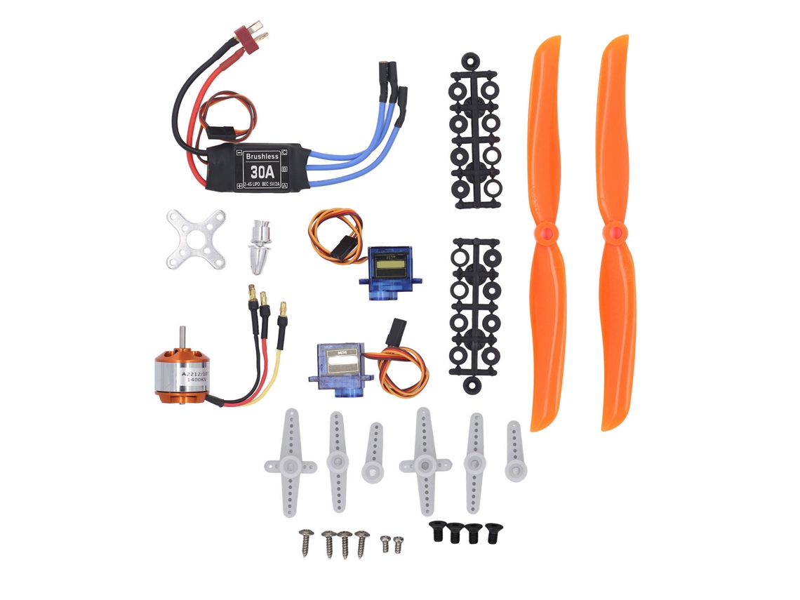Kit De Accesorios Para Avión Rc: Motor Sin Escobillas A2212 De 1400 Kv, Esc De 30 A, Servo Sg90, Hélice 8060