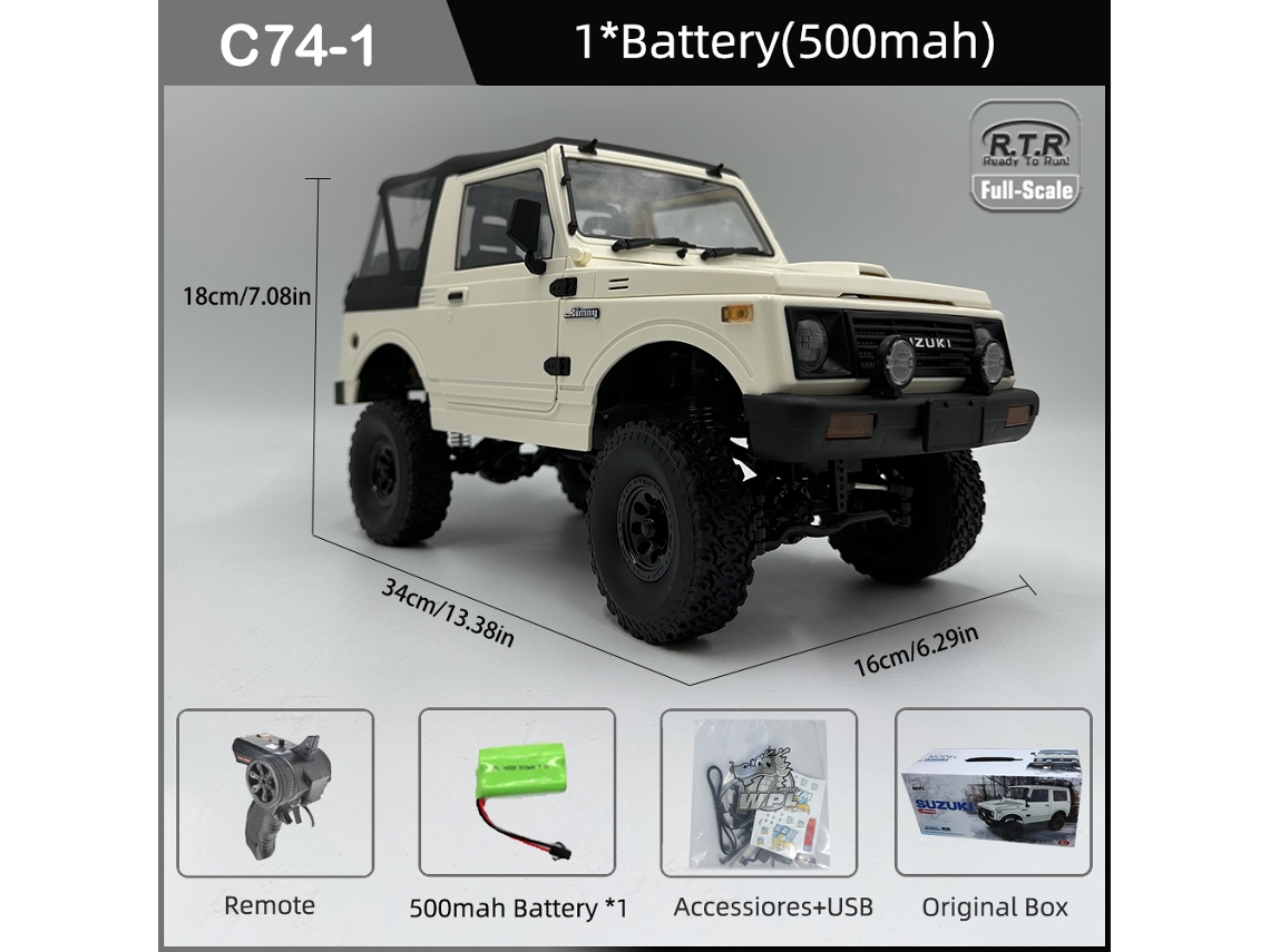 Coche teledirigido Jimny estilo Ja11 a escala 1/10, control de 2,4 G, tracción a las cuatro ruedas, simulación realista, todoterreno para diversión infantil. Aeuzwr
