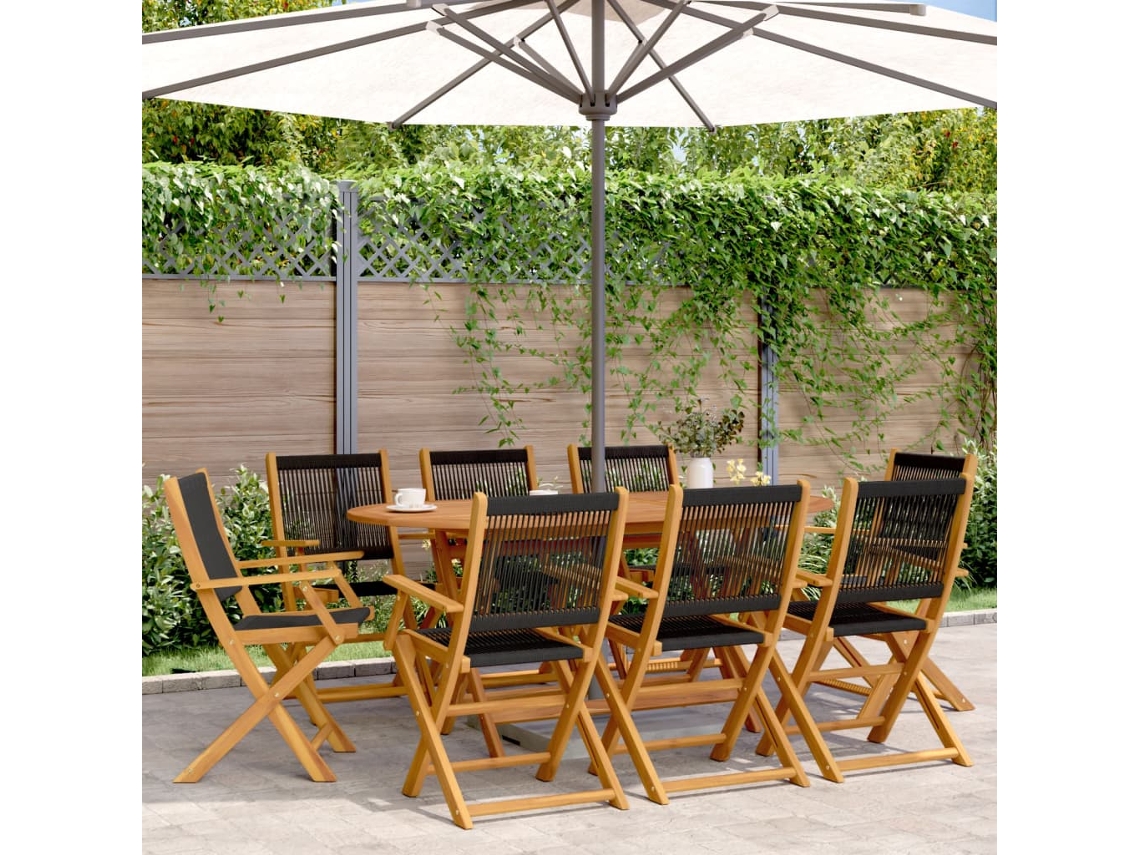 Sillas de jardín plegables DKD Home Decor de 8 piezas en madera maciza de acacia negra