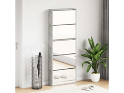 Mueble Zapatero | Armario Zapatero Y Espejo 5 Niveles Gris Hormigón 63x17x169,5 Cm