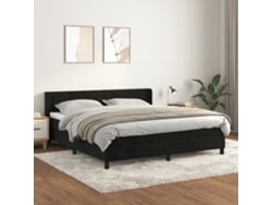 Cama Box Spring Con Colchón Terciopelo Negro 180x200 Cm