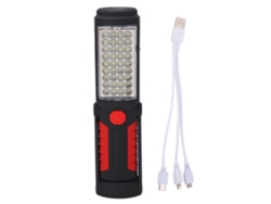Lámpara De Trabajo Led Con Base Magnética, 2 Modos, Recargable Por Usb, Para Talleres Y Garajes, Color Rojo.
